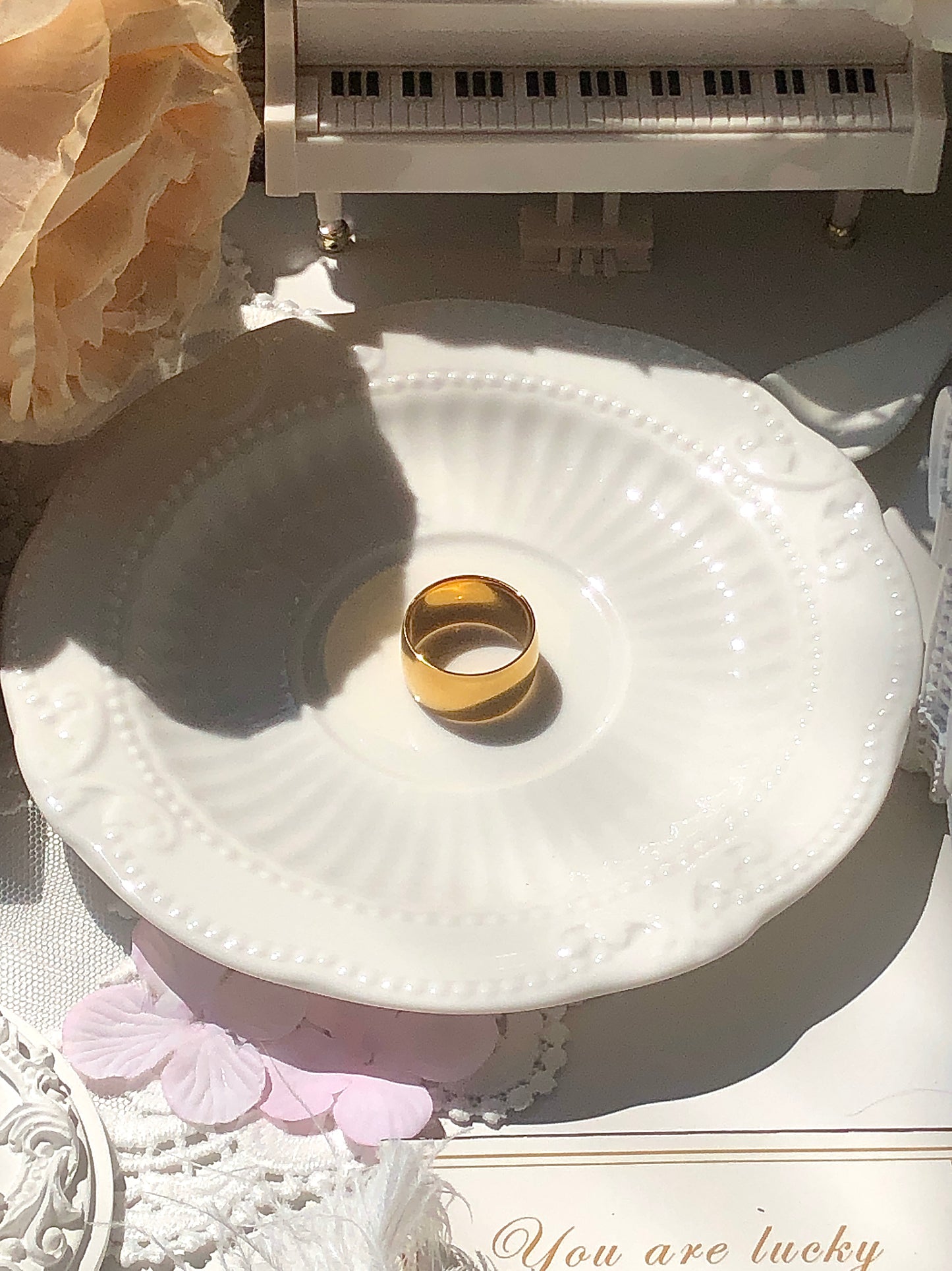 Fashionable gold ring women's jewelry punk small fragrance style stackable ring