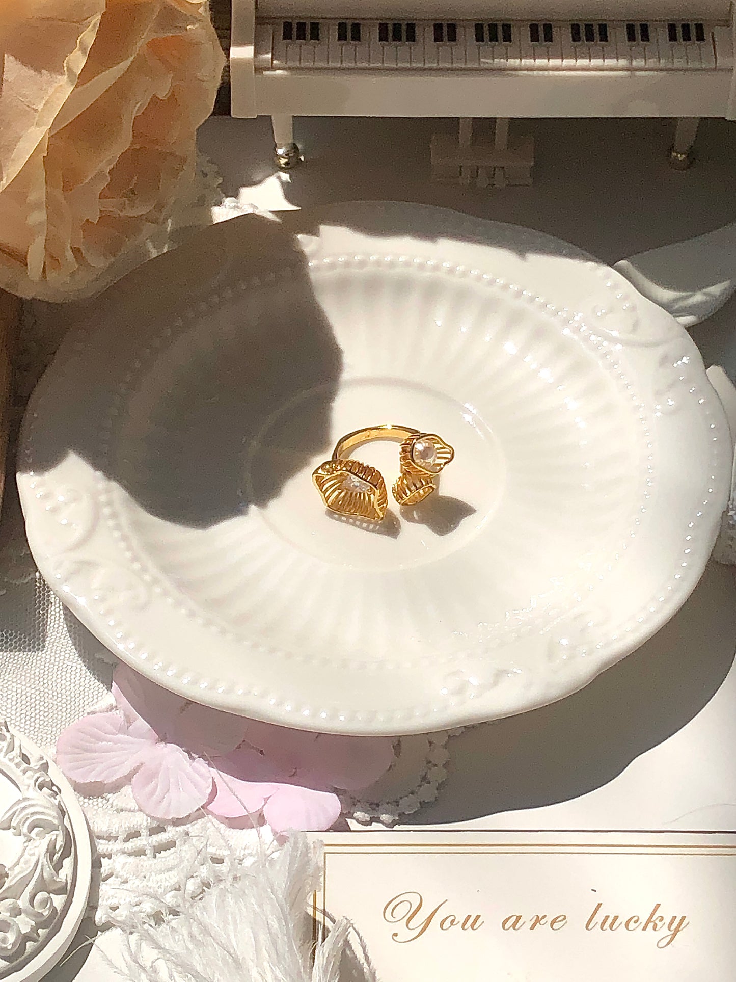 Fashionable gold ring women's jewelry punk small fragrance style stackable ring
