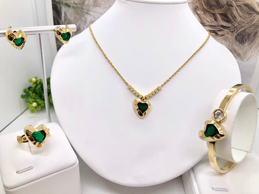 4-piece set of 18k gold-plated fashionable leaf grass flower jewelry set for women, elegant and charming stainless steel jewelry set