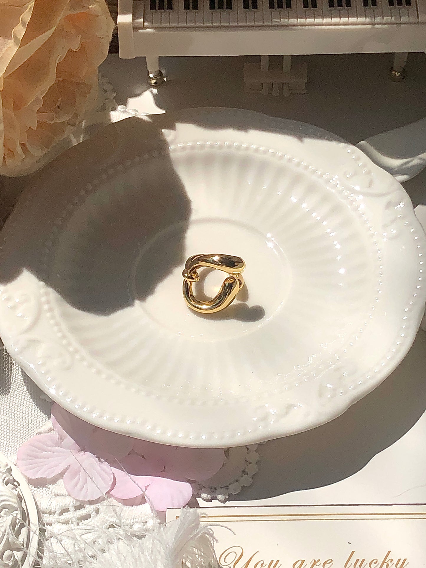 Pu's women's jewelry ring mixed wholesale new style personality exaggerated gold geometric stainless steel Loose ring